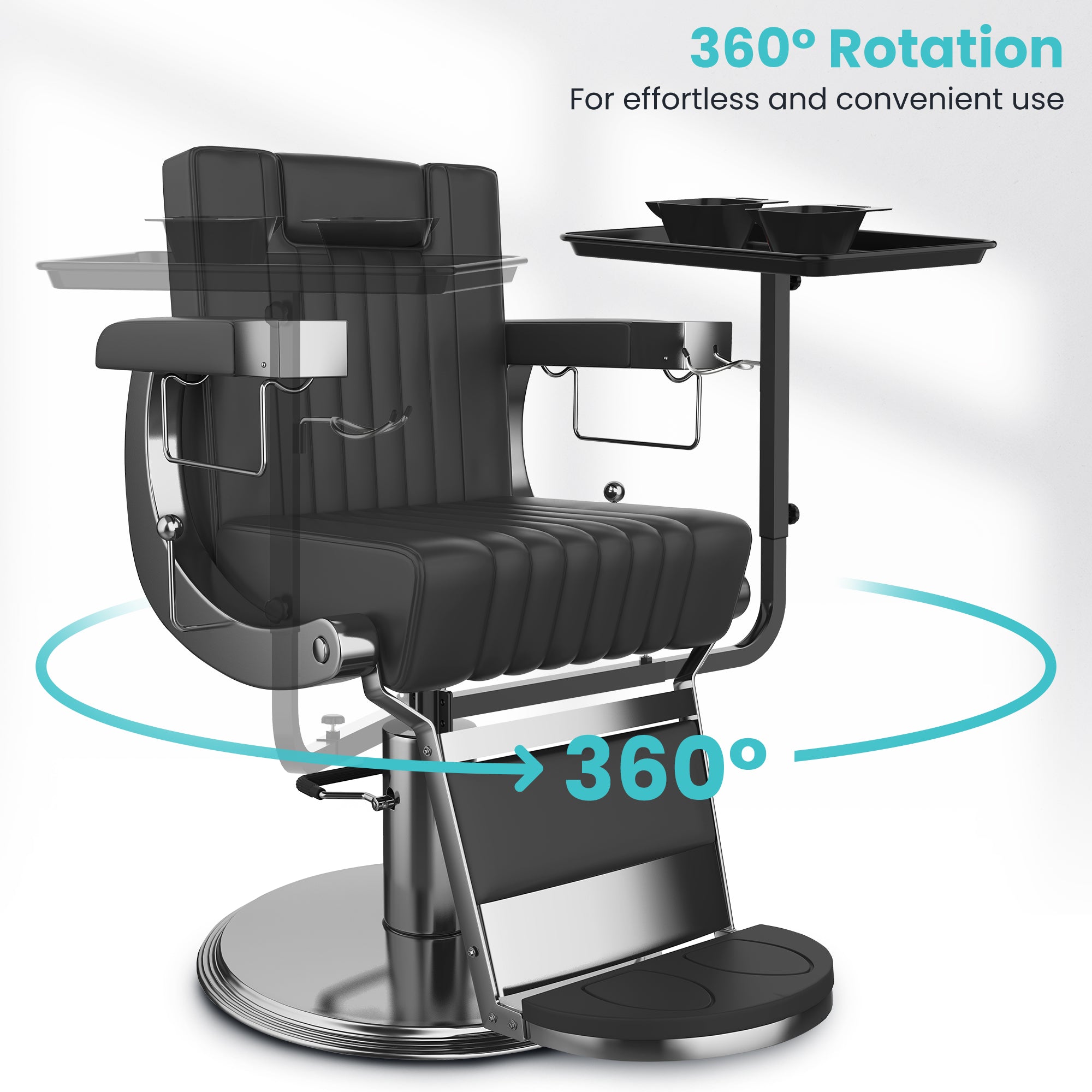 TASALON Metal Hairstylist Tray with 2 Magnetic Bowls, Attached To Chair