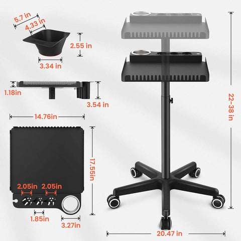 TASALON Metal Rolling Salon Tray on Wheels