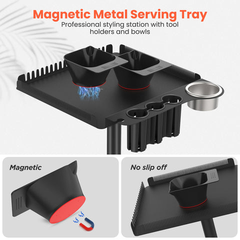 TASALON Metal Rolling Salon Tray on Wheels