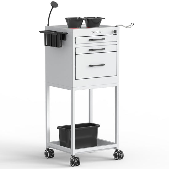 TASALON Metal Lockable Salon Cart with Wheels