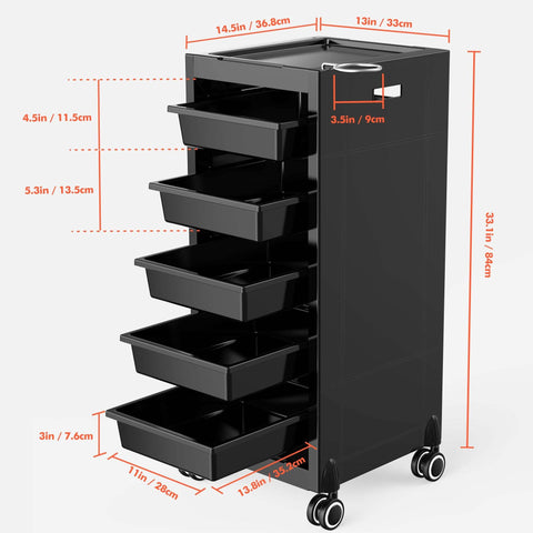 TASALON Premium Salon Trolley Cart With Smooth Rolling Wheel