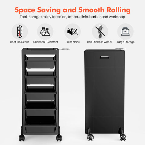 Space Saving and Smooth Rolling Tool storage trolley for salon,tattoo,clinic,barber and workshop
