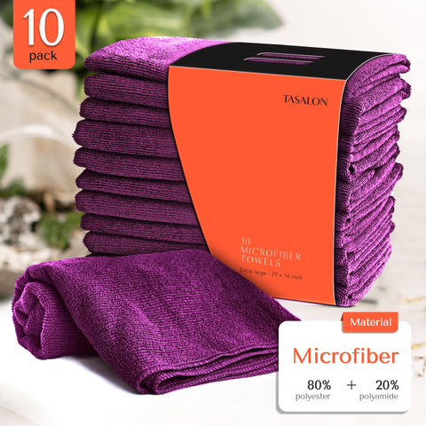 TASALON Microfiber Hair Towel - 10 Pack - Purple