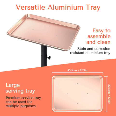 TASALON Adjustable Salon Tray on Wheels – Rose Gold