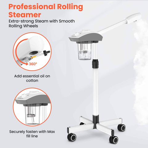 TASALON Professional Facial Steamer Machine on Wheels