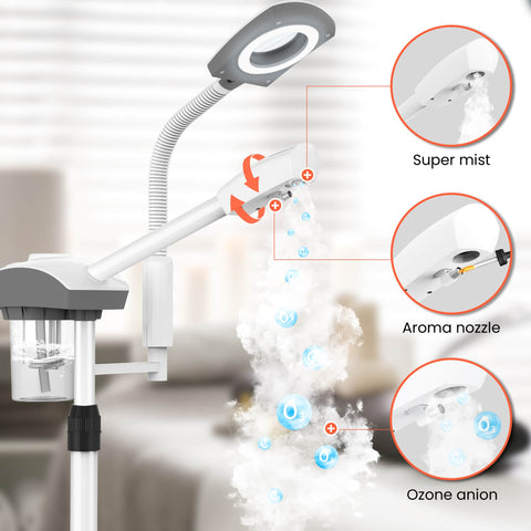 TASALON Professional 2 in 1 Facial Steamer with 3X Magnifying-White