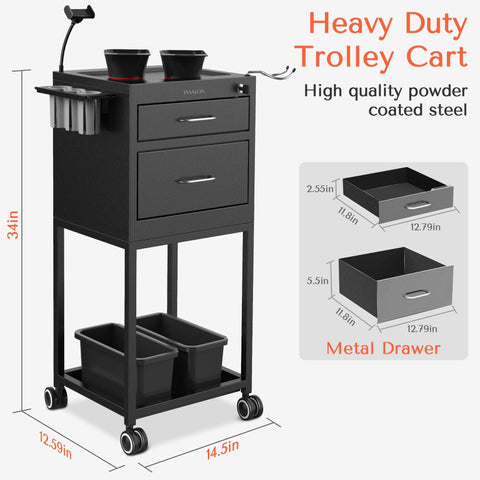 TASALON New Upgrade Salon Metal Trolley Cart
