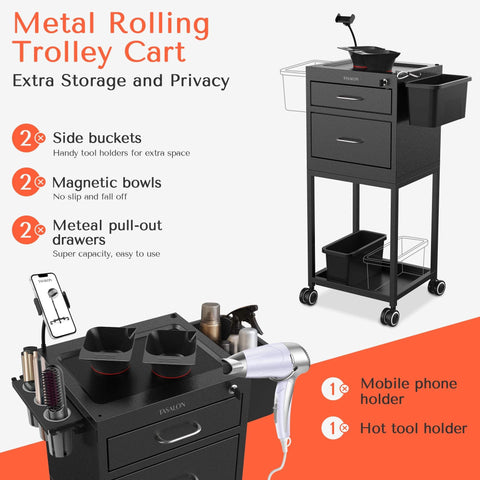 TASALON New Upgrade Salon Metal Trolley Cart