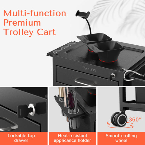 TASALON New Upgrade Salon Metal Trolley Cart