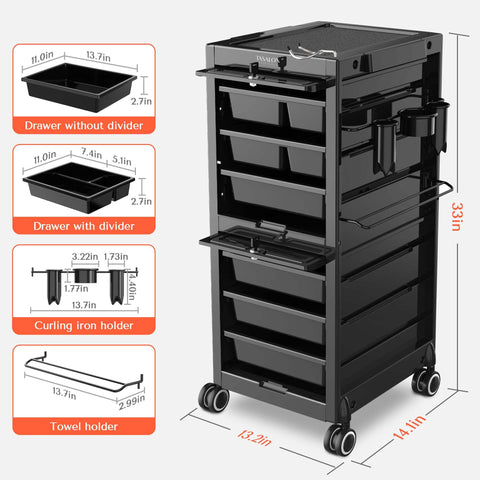 TASALON Lockable Salon Cart - Beauty Salon Trolley Rolling Cart