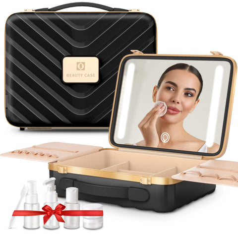 Travel Makeup Case with Lighted Mirror