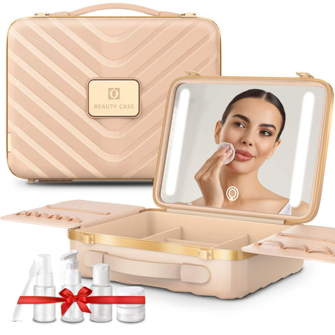 Travel Makeup Case with Lighted Mirror