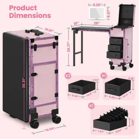 Rolling Portable Manicure Table