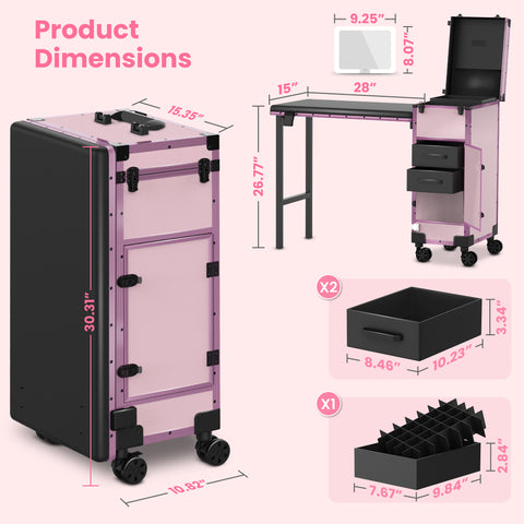 EASYINBEAUTY Rolling Portable Manicure Table