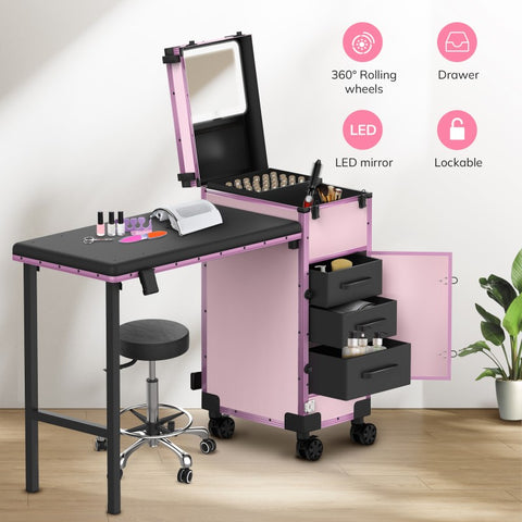 Rolling Portable Manicure Table