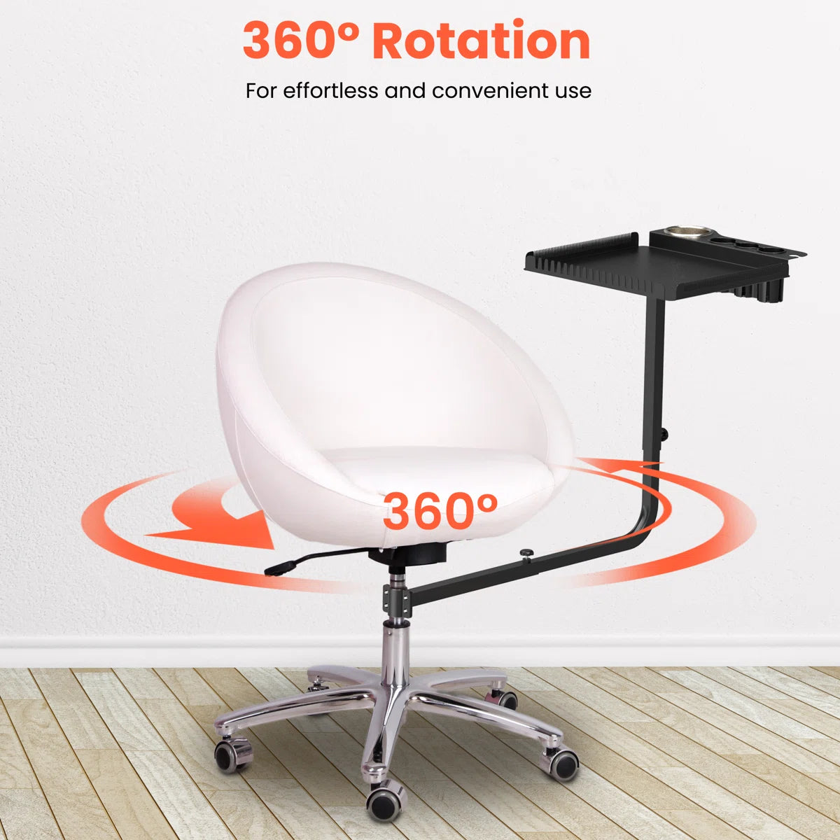 TASALON Metal Hairstylist Tray with 2 Magnetic Bowls, 360° Rotating