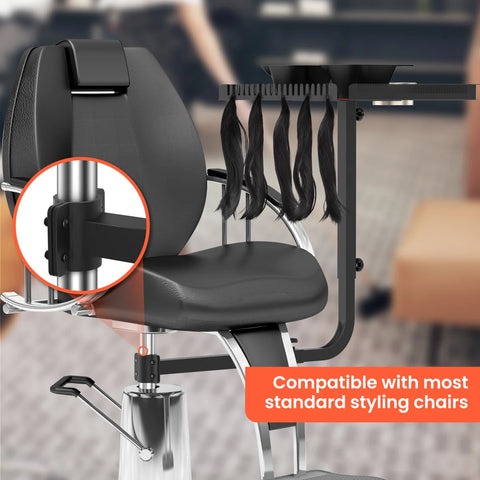 360° Rotating Metal Hairstylist Tray with 2 Magnetic Bowls