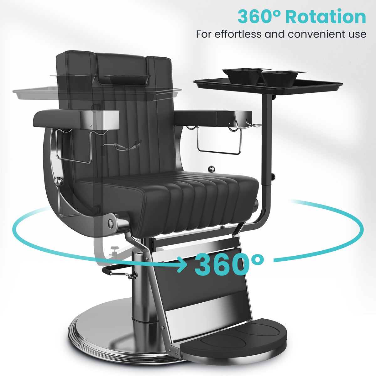 TASALON Metal Hairstylist Tray with 2 Magnetic Bowls, Attached To Chair