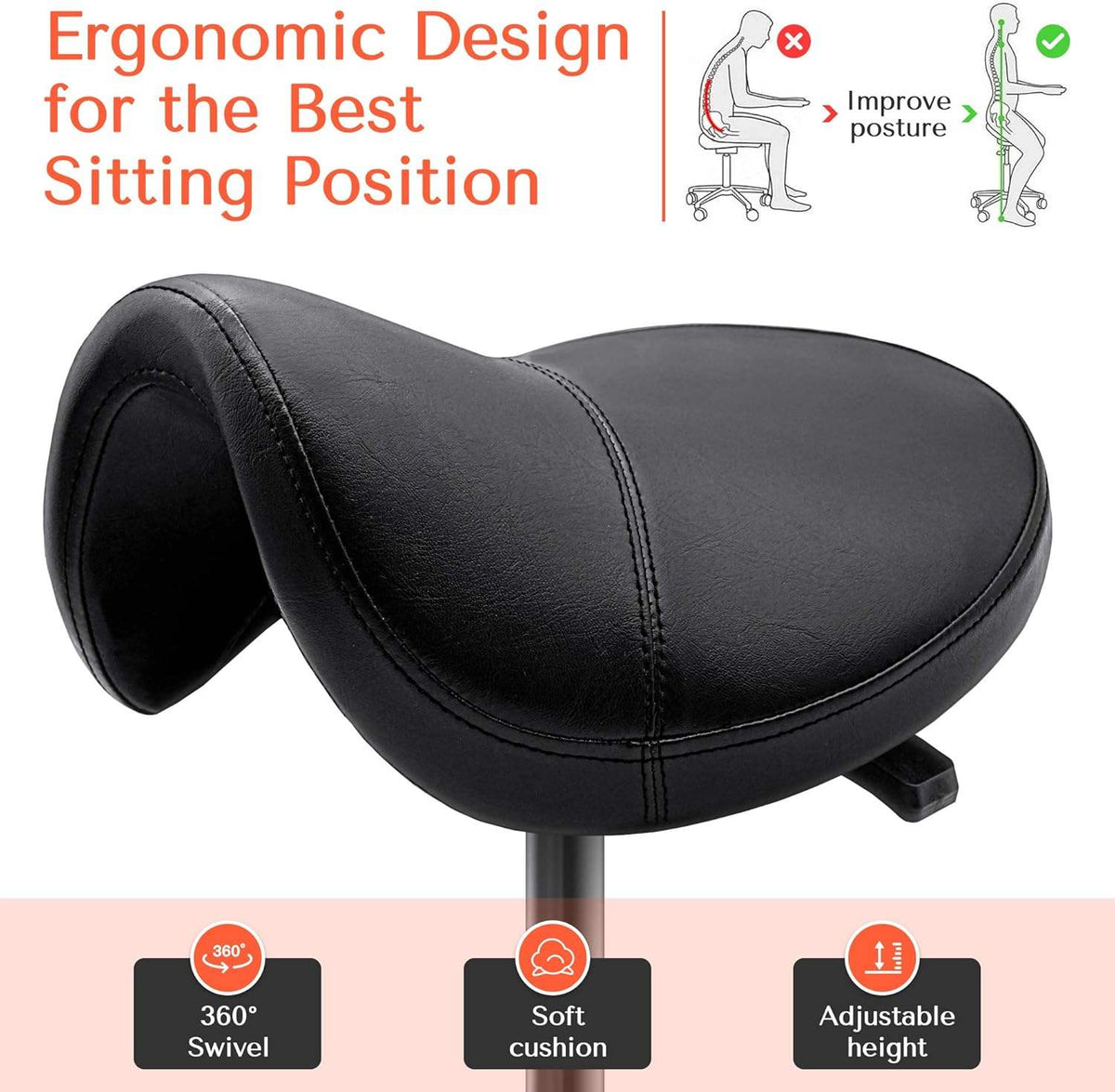 TASALON Saddle Stool - Ergonomic Straddle Stool
