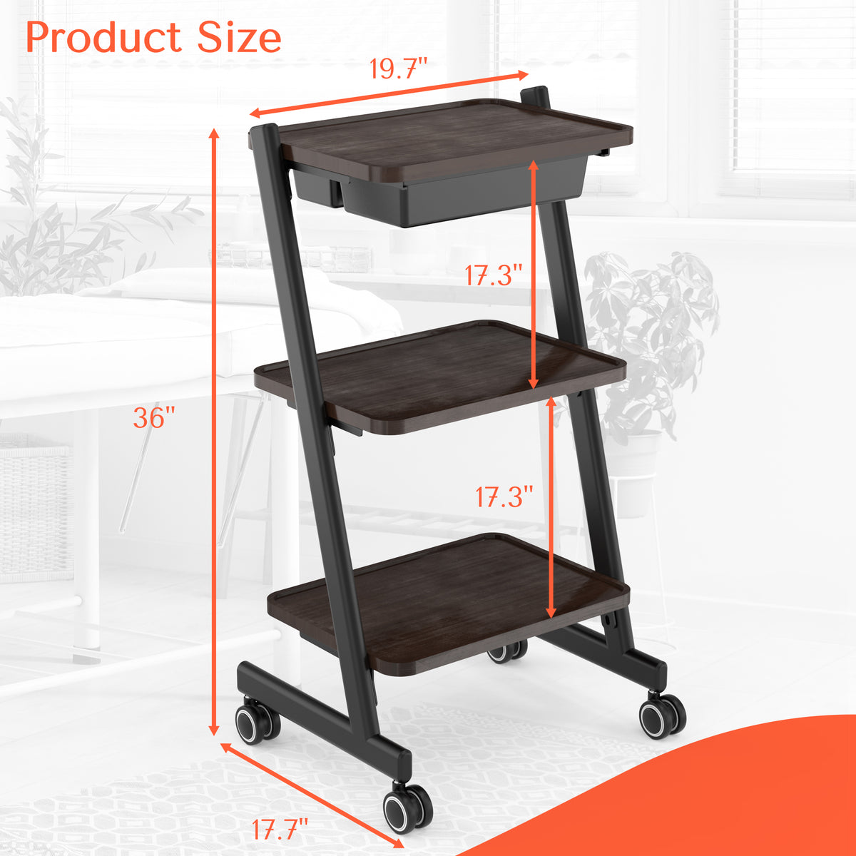TASALON 3-Tier Salon Storage Cart with Wheels