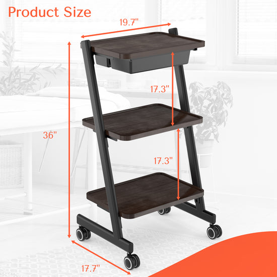 TASALON 3-Tier Salon Storage Cart with Wheels