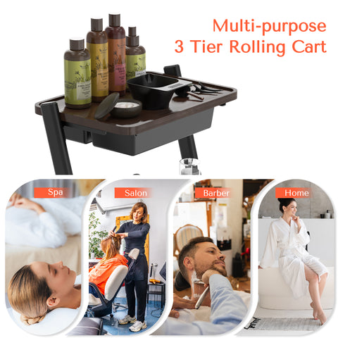 TASALON 3-Tier Salon Storage Cart with Wheels