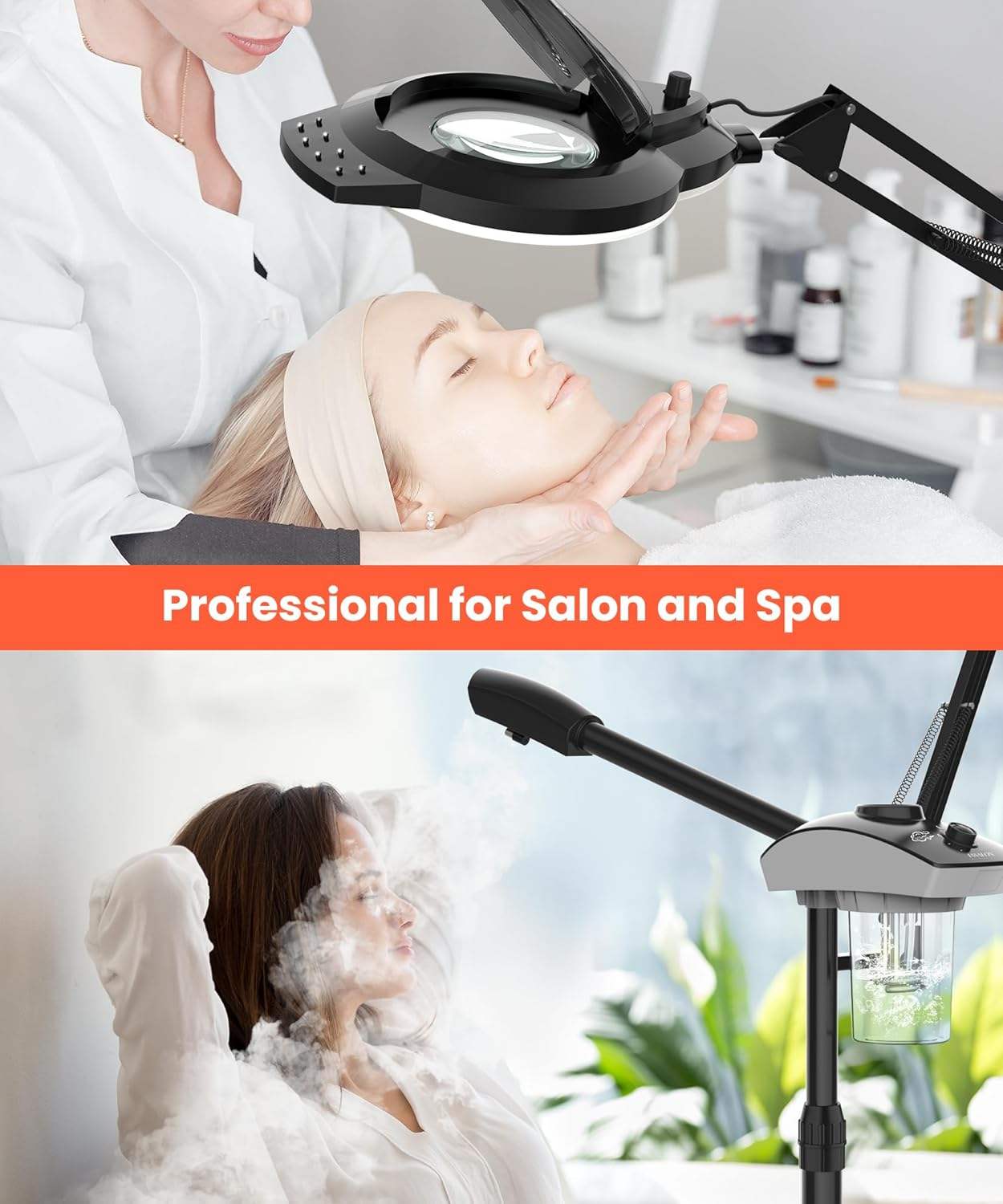 TASALON Professional 2 in 1 Facial Steamer with 5X Magnifying Lamp