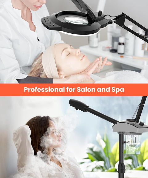 TASALON Professional Facial Steamer with 5X Magnifying Lamp