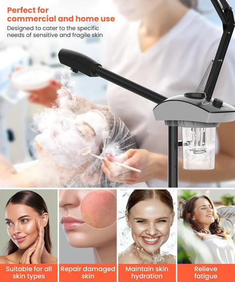 TASALON Professional Facial Steamer with 5X Magnifying Lamp