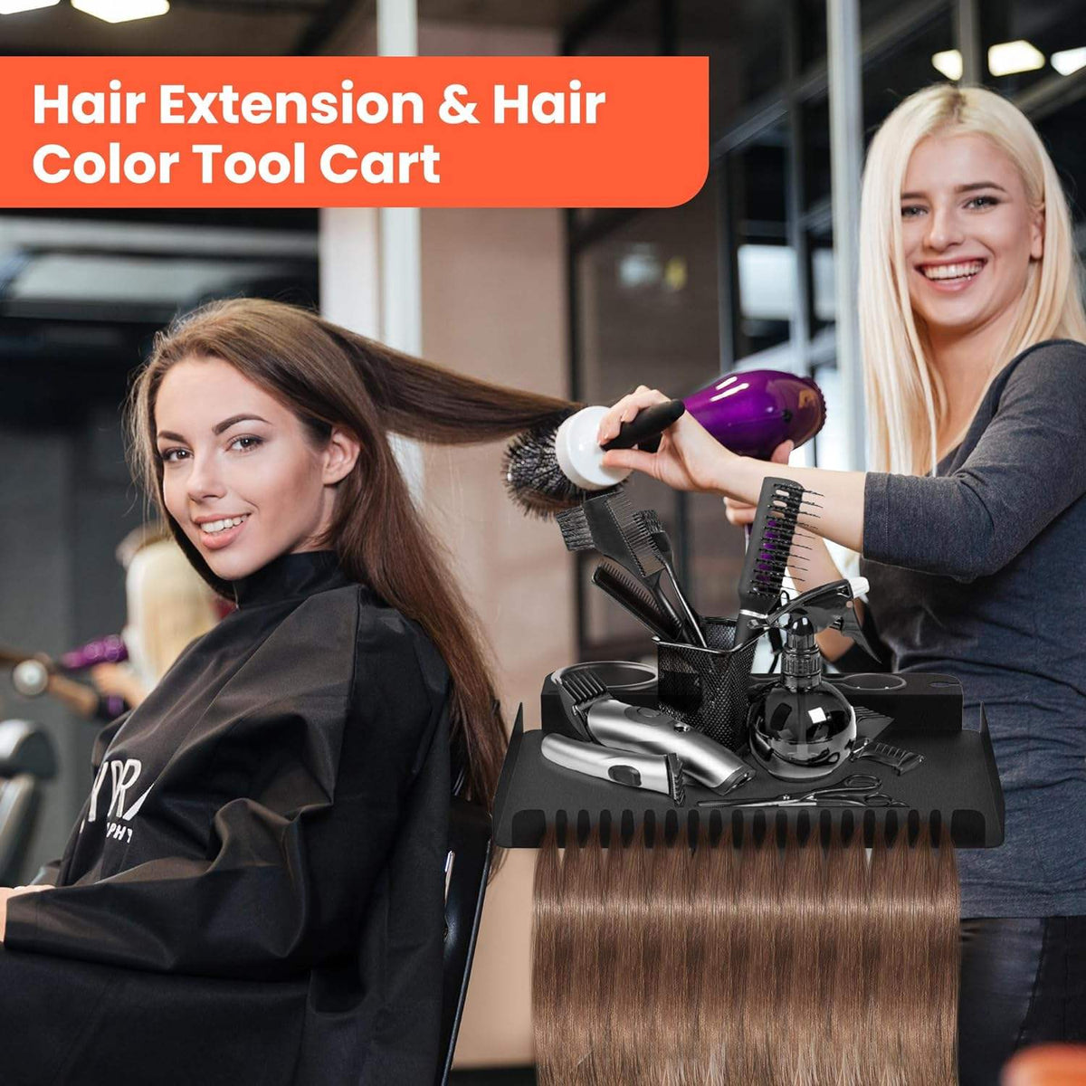 TASALON Metal Rolling Salon Tray on Wheels