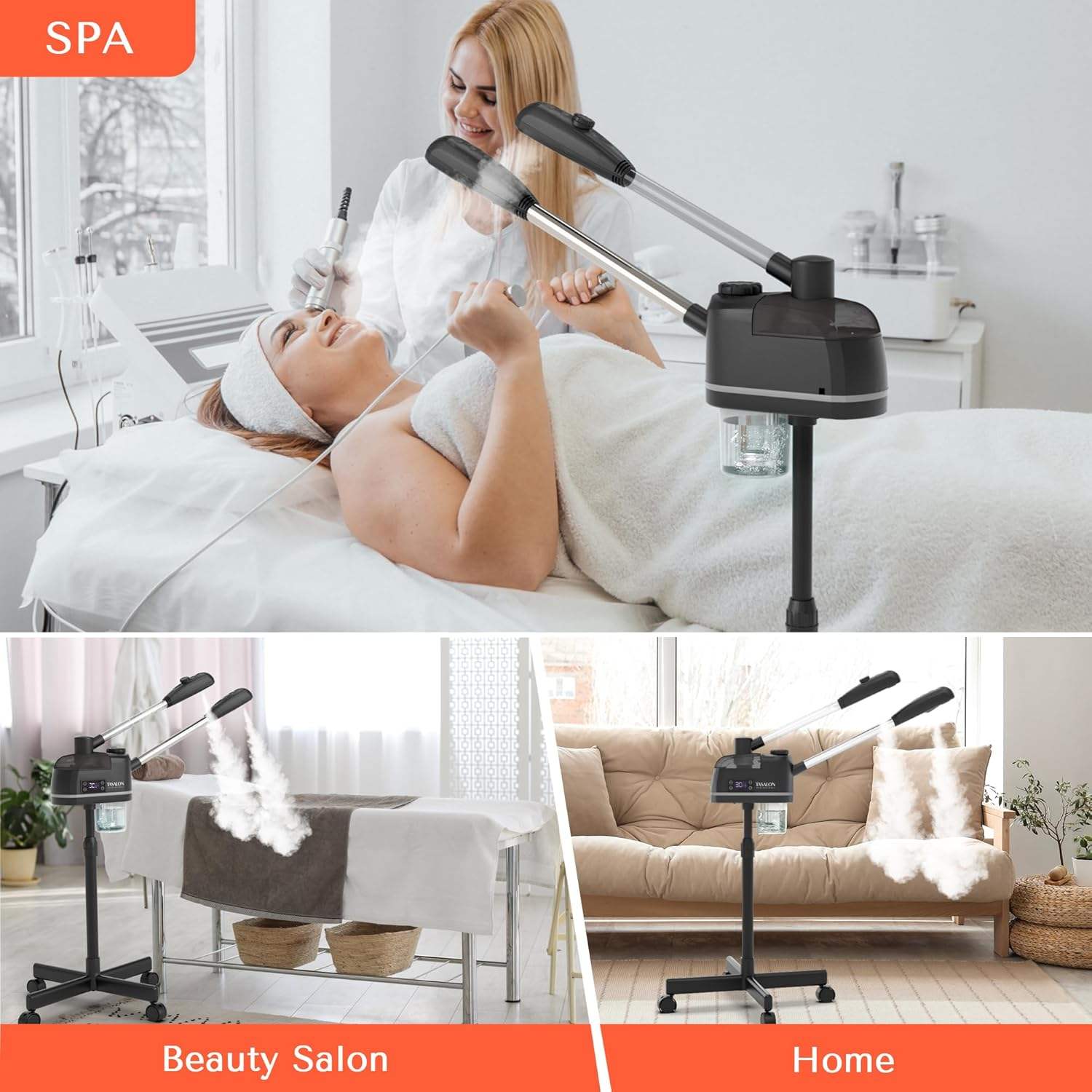 VITALIFT エステティックマシン ブラック TASALON 2 in 1 Professional Facial Steamer on Wheels