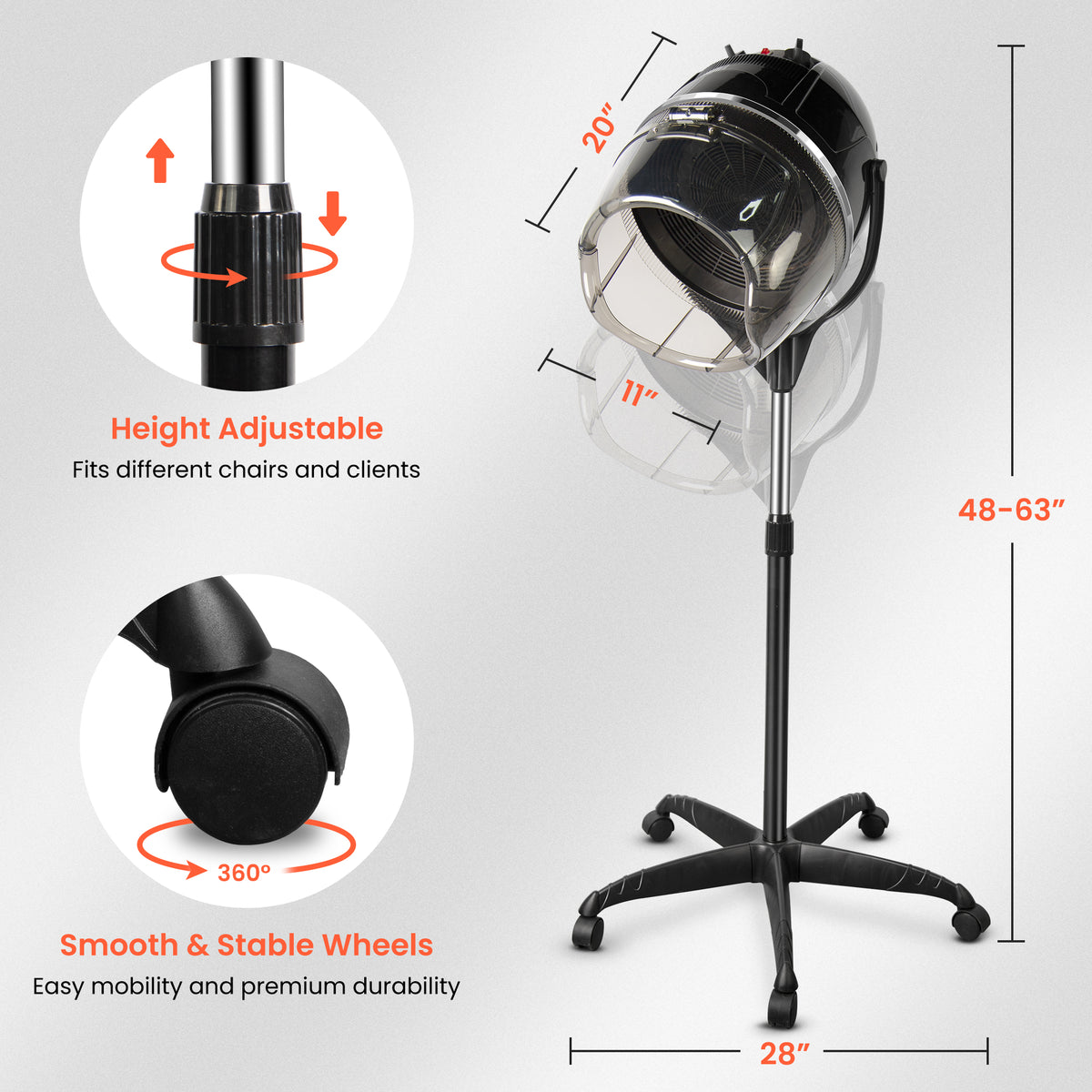 TASALON Professional Hooded Floor Hair Dryer