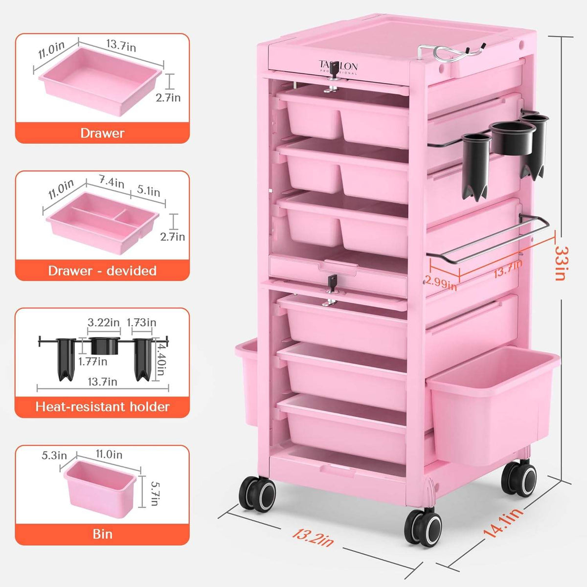 TASALON Beauty Salon Cart - Lockable