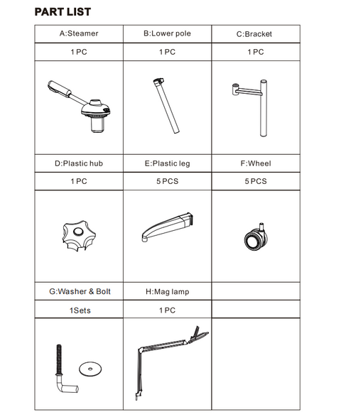 JY-200C Facial Steamer Accessories