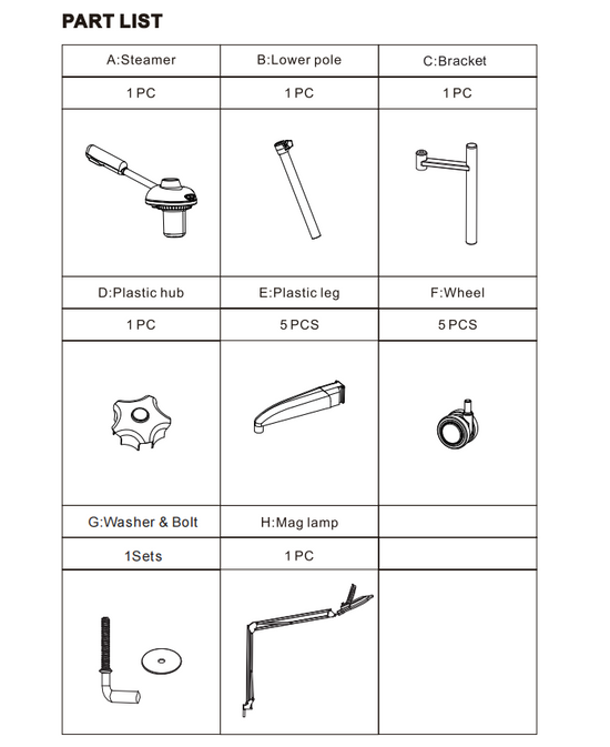 JY-200C Facial Steamer Parts & Accessories