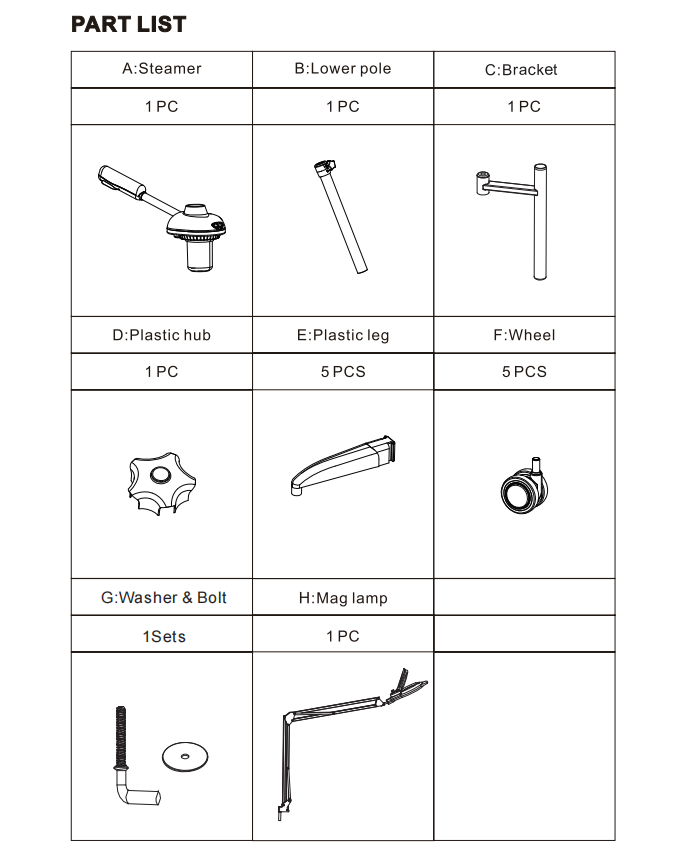JY-200C Facial Steamer Parts & Accessories