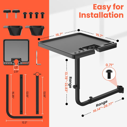 TASALON Salon Metal Tray with 360° Rotation Attached to Chair