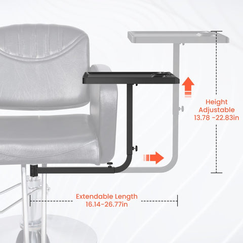 TASALON Salon Metal Tray with 360° Rotation Attached to Chair