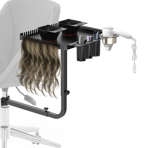 TASALON Metal Hairstylist Tray with 2 Magnetic Bowls, 360° Rotating