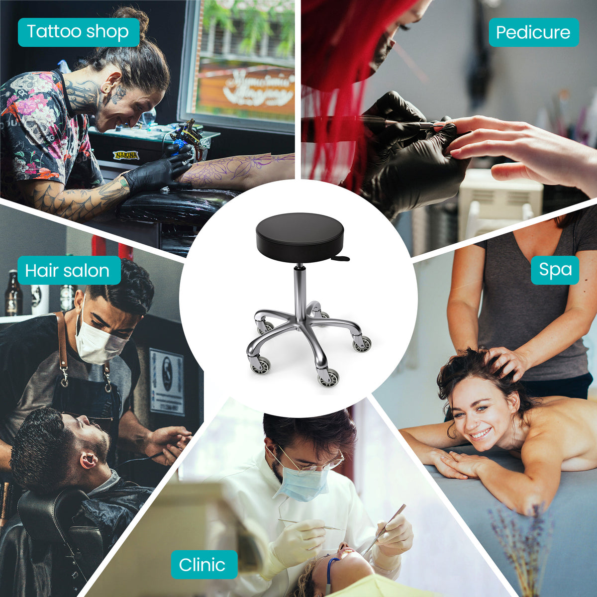 TASALON Saddle Stool - Round Seat Salon Stool