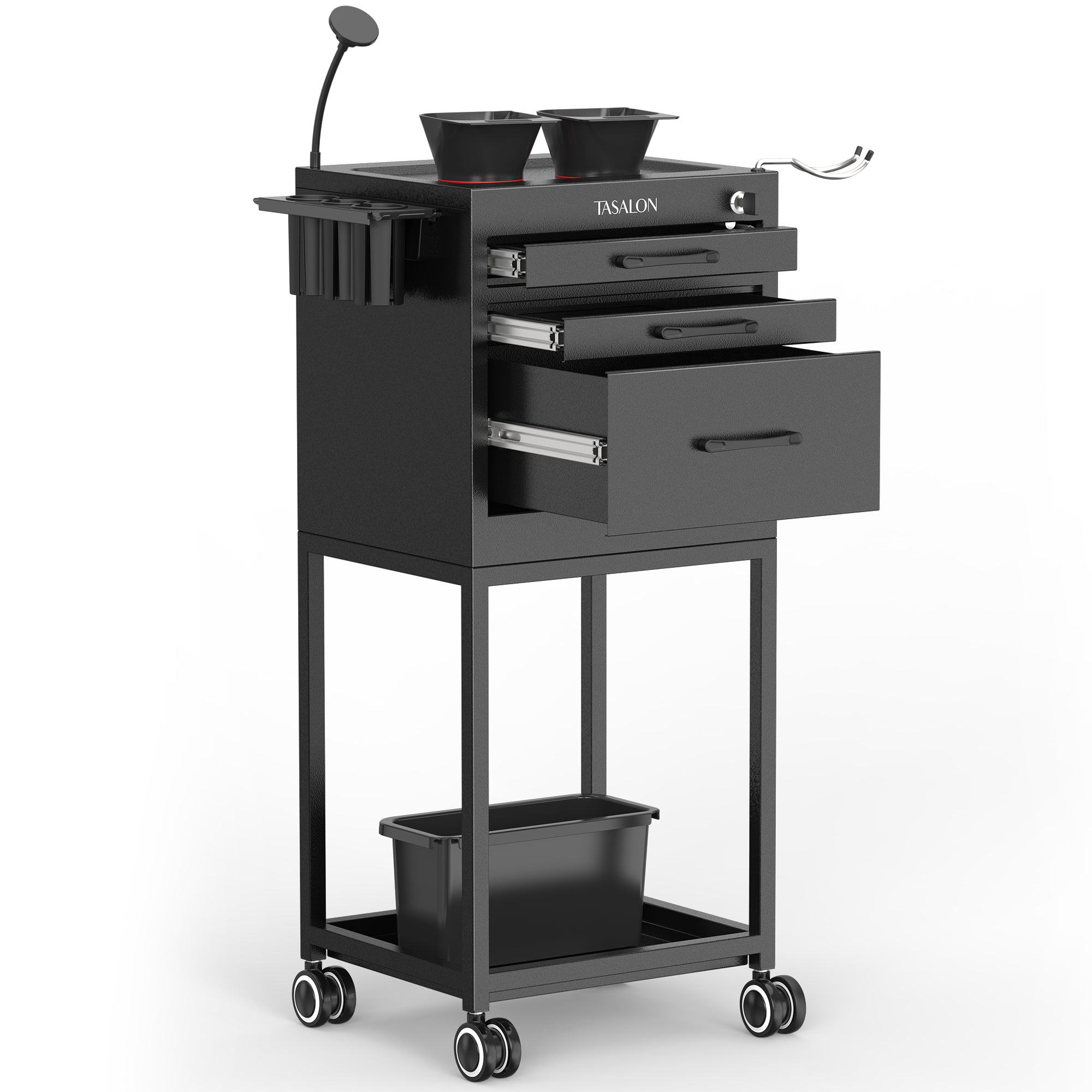 TASALON Metal Lockable Salon Cart with Wheels