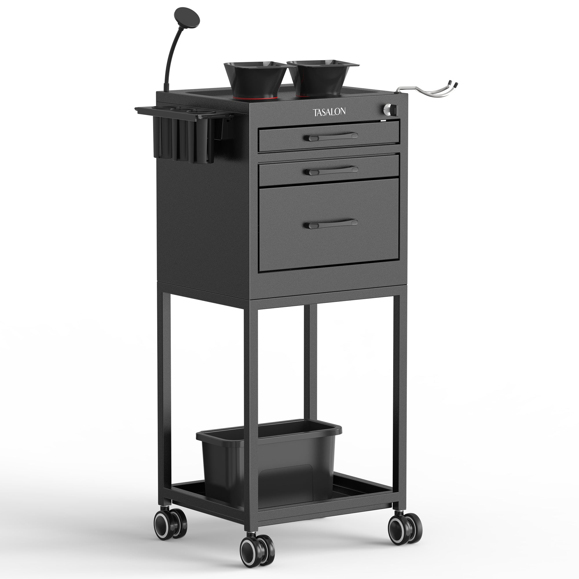 TASALON Metal Lockable Salon Cart with Wheels