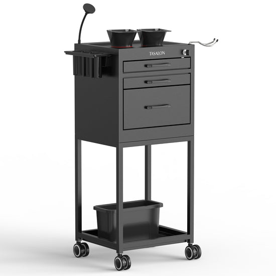TASALON Metal Lockable Salon Cart with Wheels