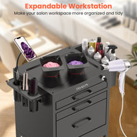 TASALON Metal Lockable Salon Cart with Wheels
