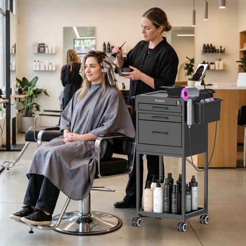 TASALON Metal Lockable Salon Cart with Wheels