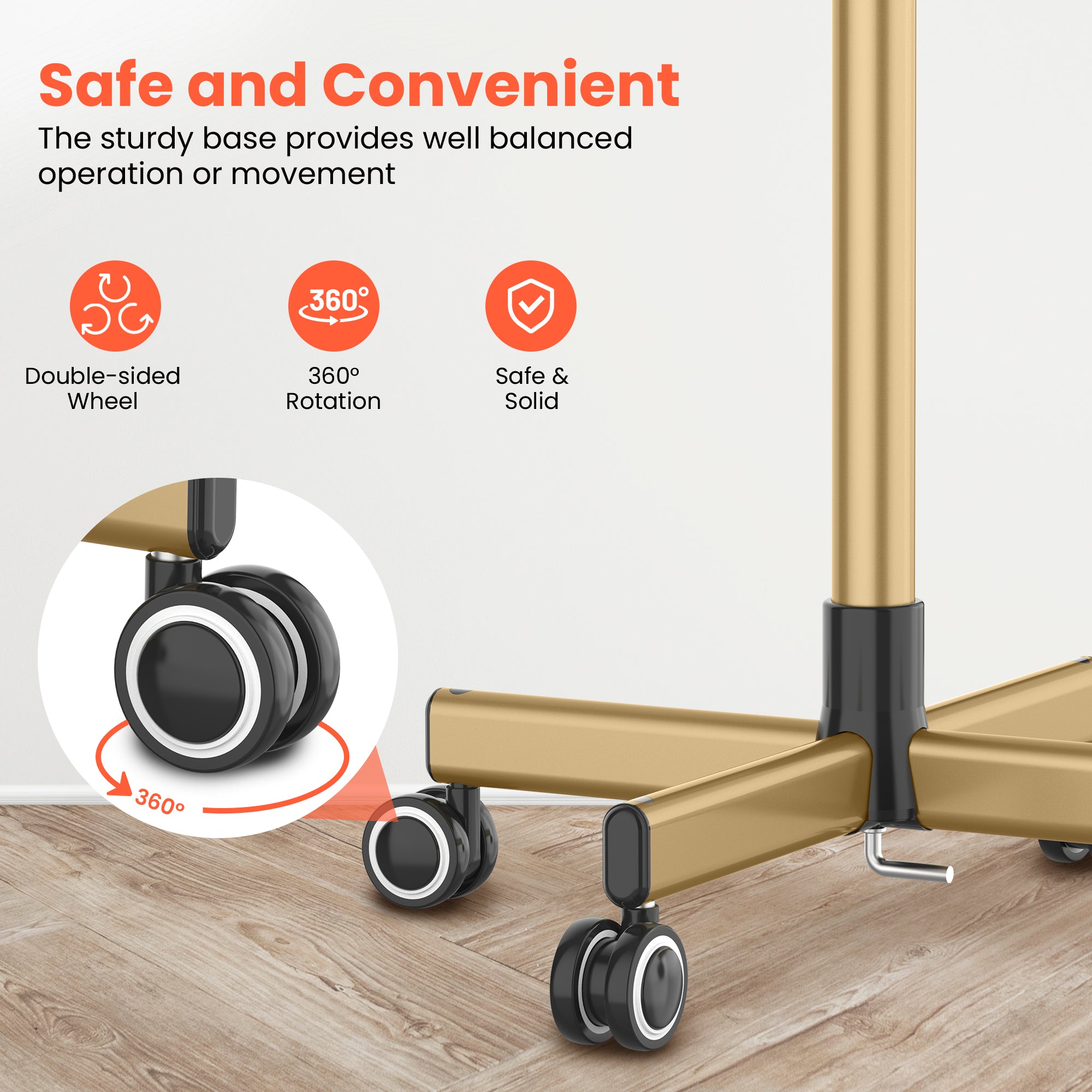 TASALON Metal Rolling Salon Tray on Wheels -Gold