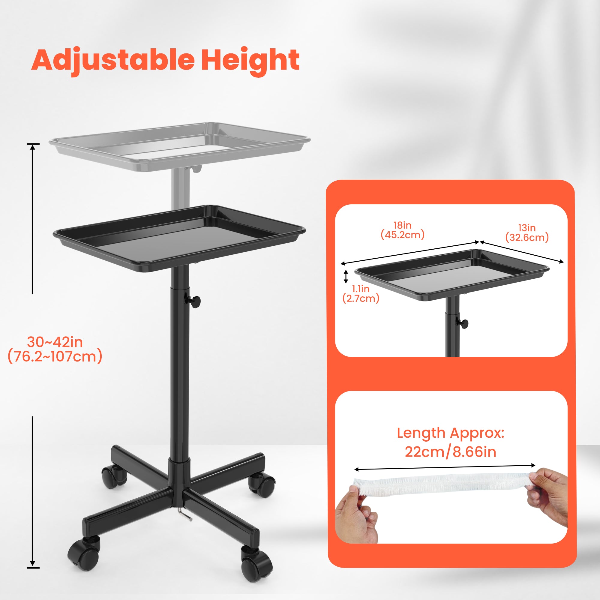 TASALON Adjustable Salon Tray with 10 Plastic Films