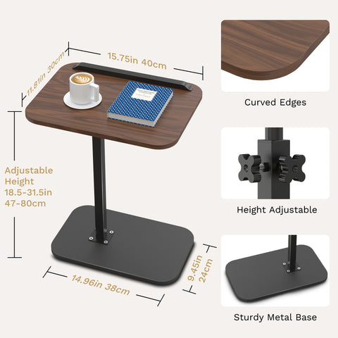 TV Tray Table for Couch - 180° Swivel Height Adjustable End for Small Spaces