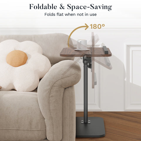 TV Tray Table for Couch - 180° Swivel Height Adjustable End for Small Spaces