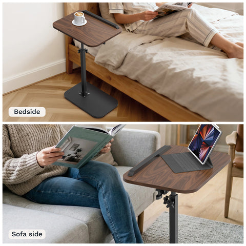 TV Tray Table for Couch - 180° Swivel Height Adjustable End for Small Spaces